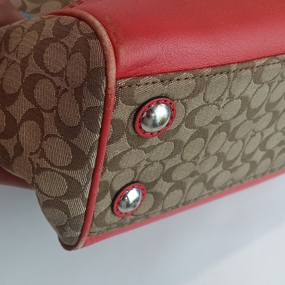 Coach Legacy Stripe Candace Orange/tan Leather & Canvas  Tote Preppy Y2k - Picture 11 of 16